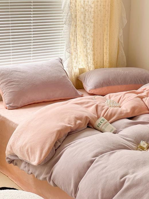 D112536氛围感奶油双拼牛奶绒高品质保暖牛奶绒床上四件套 商品图9