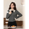 鹿向南「薄暮灰铃」灰色针织开衫毛衣女秋小众设计感修身法式上衣 商品缩略图1