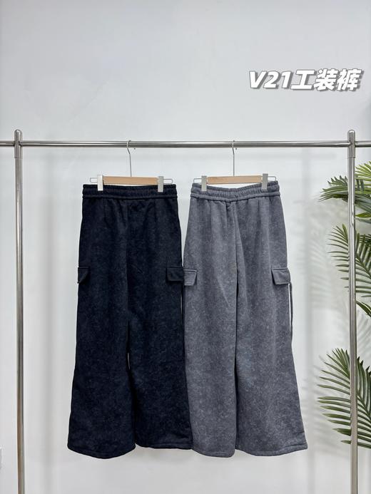 D112575秋冬新款羊羔绒降落伞版型高腰微阔腿工装裤 商品图2