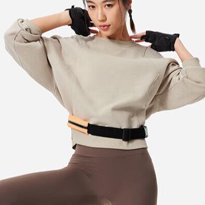 李宁卫衣女加绒圆领套头衫冬季新款宽松运动上衣AWDU556 商品图3