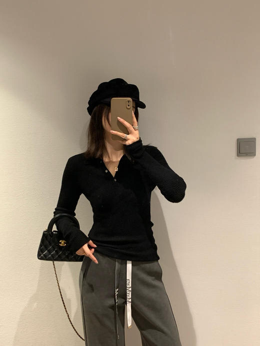 Max*羊毛莱赛尔polo领知性坑条织显瘦打底毛衫 商品图12