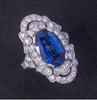 独角鹿西洋古董1920年代美国新艺术时期出品铂金镶嵌钻石及缅甸无烧蓝宝石戒指 商品缩略图3