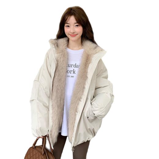 冬季新款国潮座山毛绒连帽毛领棉服设计感加厚时尚棉衣派克服外套 商品图4