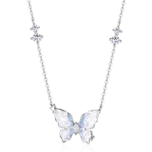 【会发光的蝴蝶】KADER卡蒂罗 夜光冰晶蝴蝶项链 925银轻奢小众原创设计梦幻碎冰晶点缀蝶翼渐变蓝锁骨链 闪耀吸睛甜美女友 商品图1