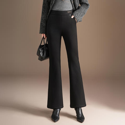 「自」全新升级【铂金会员183/天猫249/差价66】(20741)洛诗琳时尚高腰加绒喇叭裤2025冬季新款气质修身休闲微喇裤 商品图3