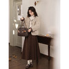 鹿向南「棕夜圆舞曲」复古高腰咖色百褶半身裙女秋冬显瘦A字长裙 商品缩略图3