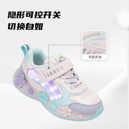泰兰尼斯童鞋2025年冬季新款儿童保暖加绒运动鞋男女童闪灯鞋宝宝休闲鞋 T01X5D7502 商品图4