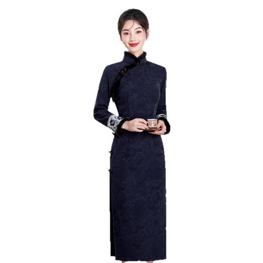 GX苏杭新中式长款加绒长袖旗袍2025秋冬新款时尚宴会旗袍 商品图4