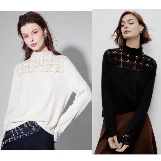 【à perles】套头镂空领针织羊绒打底衫 商品图0