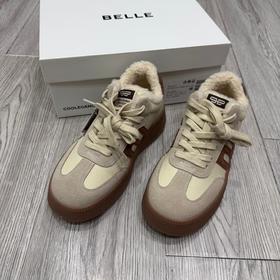 D112553高帮加绒板栗复古德训鞋女25新款运动休闲小白鞋子