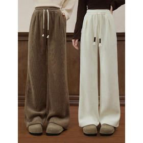 鹿向南「风柔云白」多色宽松百搭休闲裤女秋冬季加厚阔腿直筒长裤