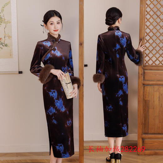 GX复古国风长袖加绒旗袍2025冬季新款改良新中式日常旗袍 商品图1