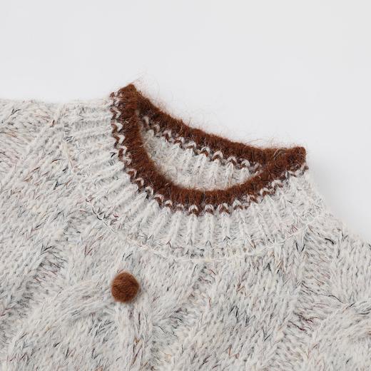 D112528秋冬季新款重工钩花圆领软糯毛衣女慵懒风宽松套头针织衫 商品图4