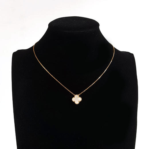 【95新】VCA梵克雅宝Vintage Alhambra系列VCARA45900 中号18K黄金镶白贝母四叶草白花项链链长约42cm女士211125NJS05 商品图6