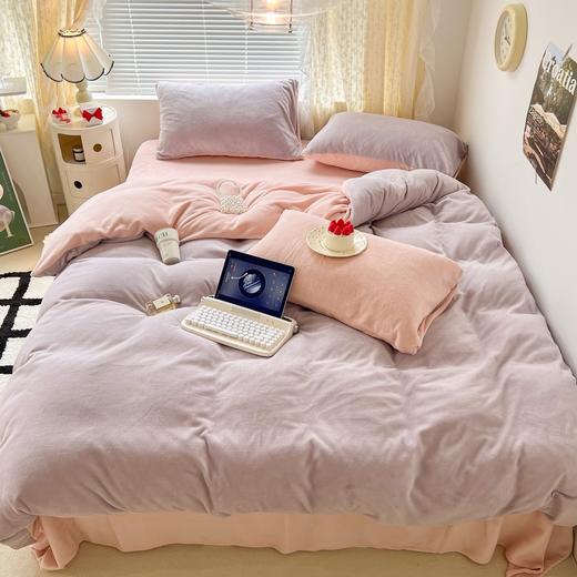 D112536氛围感奶油双拼牛奶绒高品质保暖牛奶绒床上四件套 商品图0