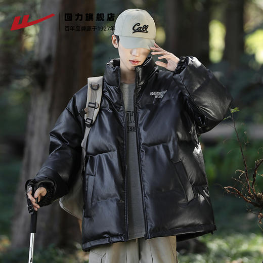 回力PU皮羽绒棉服厚外套男士冬季新款面包服防寒晋江棉衣休闲棉袄 商品图2