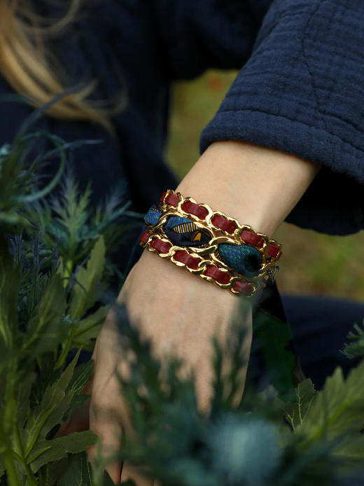 订购14周到｜AN-NEE-C3G-DECEMBRE-绿调 波西米亚 2cm 丝巾手镯［法国设计师］ 商品图0