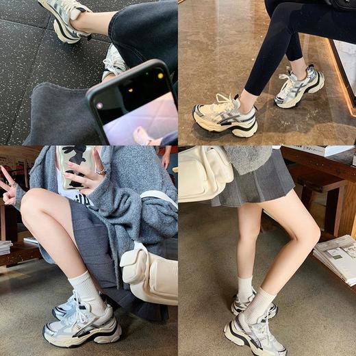 【牛皮版厚底系带休闲增高】运动轻便网红重工老爹鞋女超火 商品图3