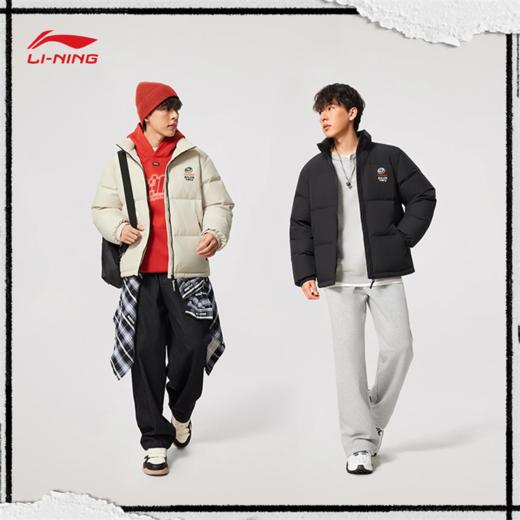 李宁反伍BADFIVE男子防泼水保暖宽松鸭绒短羽绒服AYMV129 商品图1