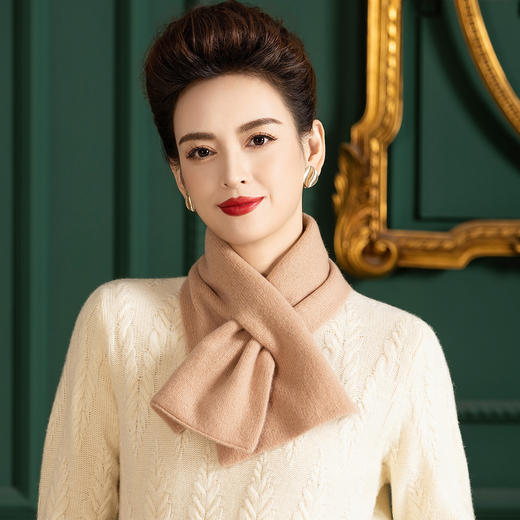 WW 1180男女通用交叉设计纯羊毛保暖护颈围巾 商品图0