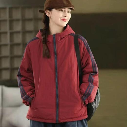 两面穿连帽棉服外套潮2025韩版时尚休闲减龄拼色棉衣 商品图0