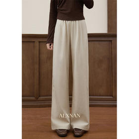 【6折秒杀】鹿向南「拾秋漫行」简约白色直筒休闲裤女秋冬百搭显瘦阔腿长裤子