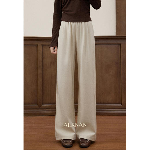 鹿向南「拾秋漫行」简约白色直筒休闲裤女秋冬百搭显瘦阔腿长裤子 商品图0