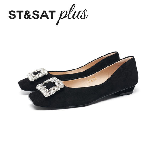 【小方镜系列】星期六26春新款优雅方头晶扣低跟单鞋SSE1111034 商品图7