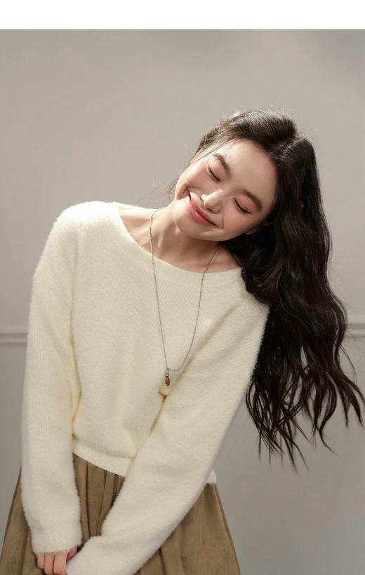 D112525气质毛衣收腰长袖针织衫25秋冬季新款女装大衣内搭打底衫 商品图8