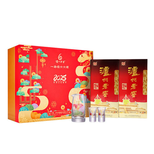【酒厂直营】52度泸州老窖六年窖头曲 前程巳锦生肖礼盒套装（内含酒具）500ml*2 泸州老窖官方旗舰店 商品图0