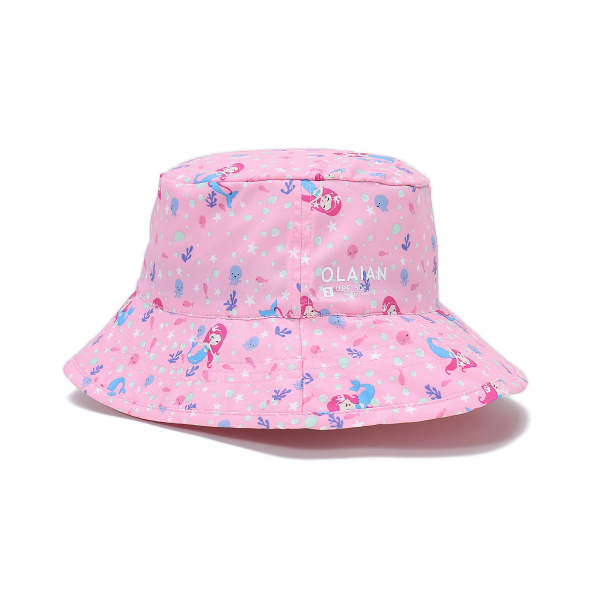 4595652  迪卡侬DECATHLON  遮阳防晒 女小大童款轻便透气卡通人鱼印图沙滩冲浪运动圆帽【8-12岁】