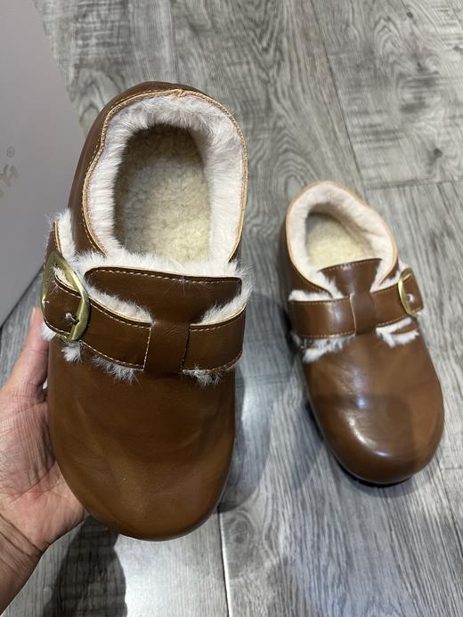 D112507内增高皮U毛一体加绒勃肯鞋女冬季新款复古乐福鞋 商品图7