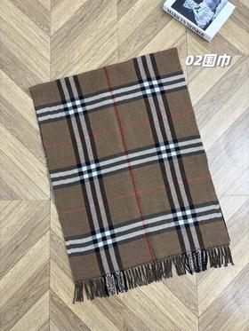 D112576情侣款可双面佩戴棕格纹提花战马羊绒围巾