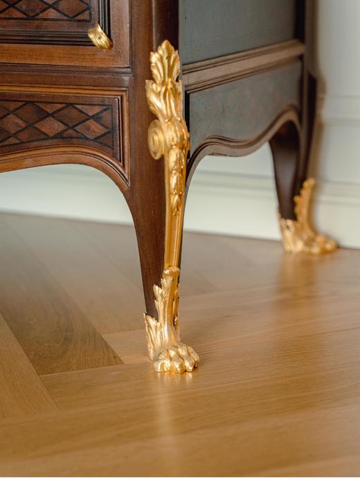 独角鹿西洋古董19世纪末法国出品路易十五风格铜鎏金雕饰大理石台面斗柜 商品图5