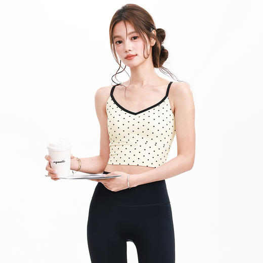 跃牌【海听系列】波点运动内衣女防震收副乳固定杯美背瑜伽服背心XC102 商品图2