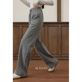 【6折秒杀】鹿向南「灰韵流淌」浅灰色高腰休闲裤秋冬季百搭垂感直筒休闲裤女