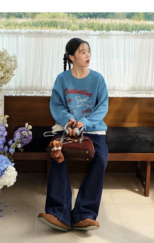 D112526刺绣针织衫宽松女2025秋冬季新款设计感休闲长袖毛衣 商品图7