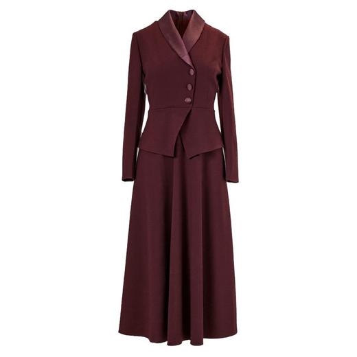 S546LLL916C47喜婆婆婚宴装连衣裙女2025冬季新款时尚气质酒红色修身显瘦礼服裙 商品图4