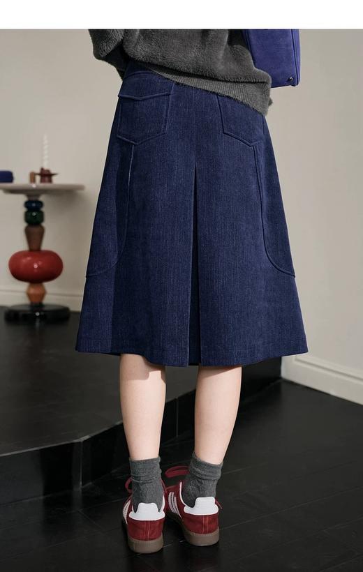 D112523蓝色灯芯绒工装裙半身裙半裙25秋冬季叠穿搭女长裙a字裙 商品图1