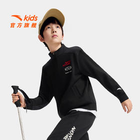 安踏儿童男童卫衣套头衫2025冬款上新舒适保暖中大童加绒卫衣潮352546712N