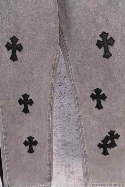 D112533限定精典黑色贴布十字拼皮灰色牛仔裤 商品图11