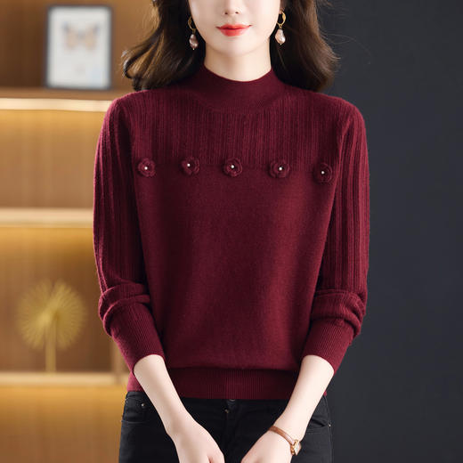 CC半高领毛衣女时尚秋冬2025新款高级感洋气上衣针织打底衫 商品图3