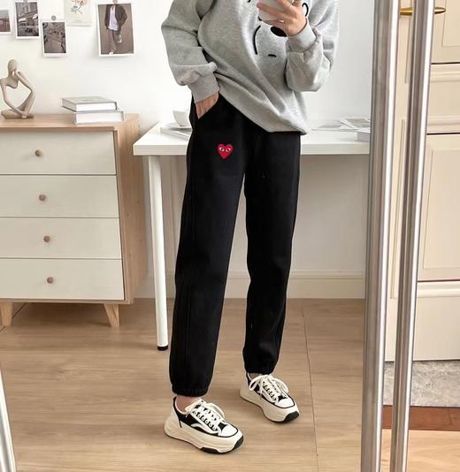 D112559棉混纺面料弹力松紧腰加绒加厚卫裤休闲裤 商品图1