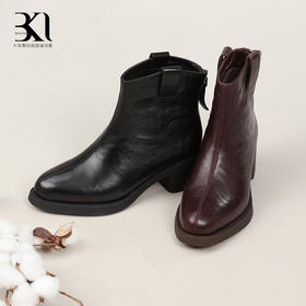 BAKERLOO女鞋骑士低帮粗跟短靴AD209