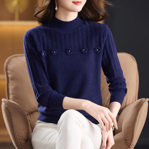 CC半高领毛衣女时尚秋冬2025新款高级感洋气上衣针织打底衫 商品图0