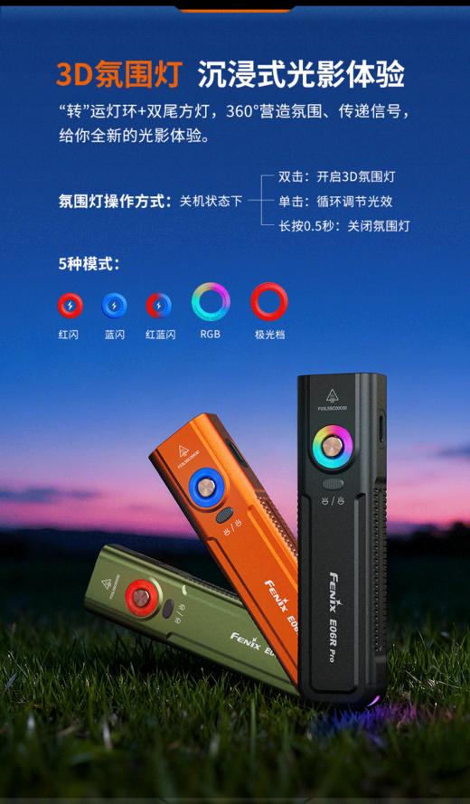 Fenix菲尼克斯E06R PRO扁筒高亮1600流明多光源双控开关手电筒 商品图5