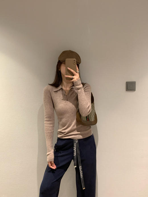 Max*羊毛莱赛尔polo领知性坑条织显瘦打底毛衫 商品图5