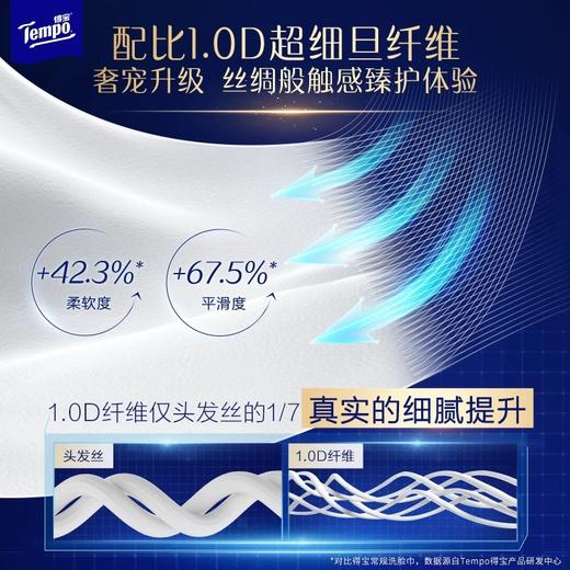 Tempo得宝 蚕丝凝萃悬挂洗脸巾 加大加厚 60抽/提*3提/包 到手180抽 添加金盏花双萃 敏感肌可用 商品图4