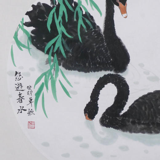 卓愿《悠游春水》47.5x47.5CM 手绘纸本宣纸国画作品 商品图3