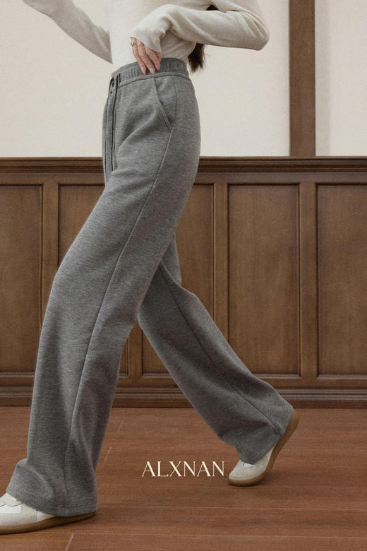 鹿向南「灰韵流淌」浅灰色高腰休闲裤秋冬季百搭垂感直筒休闲裤女 商品图5